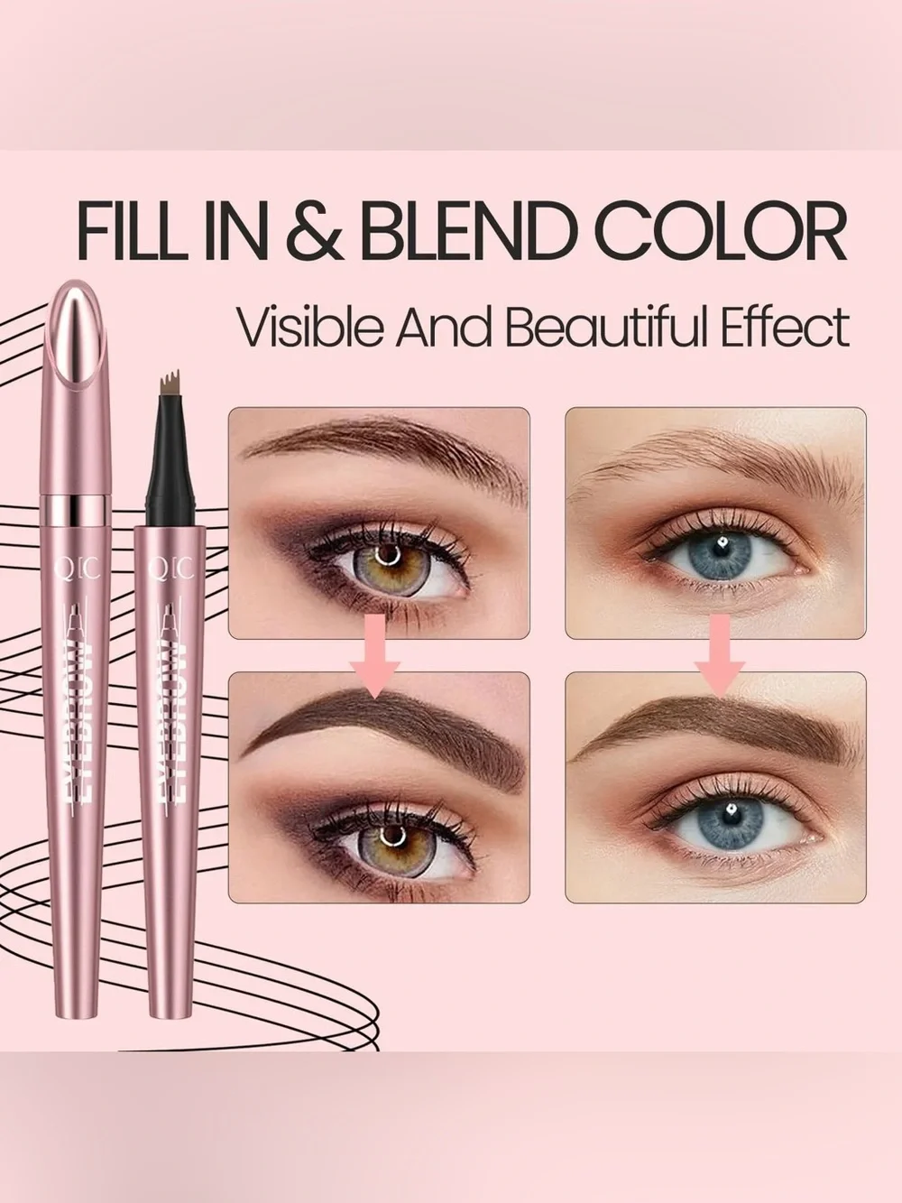 QIC Microblading Eyebrow Pen - Light Brown, NEW